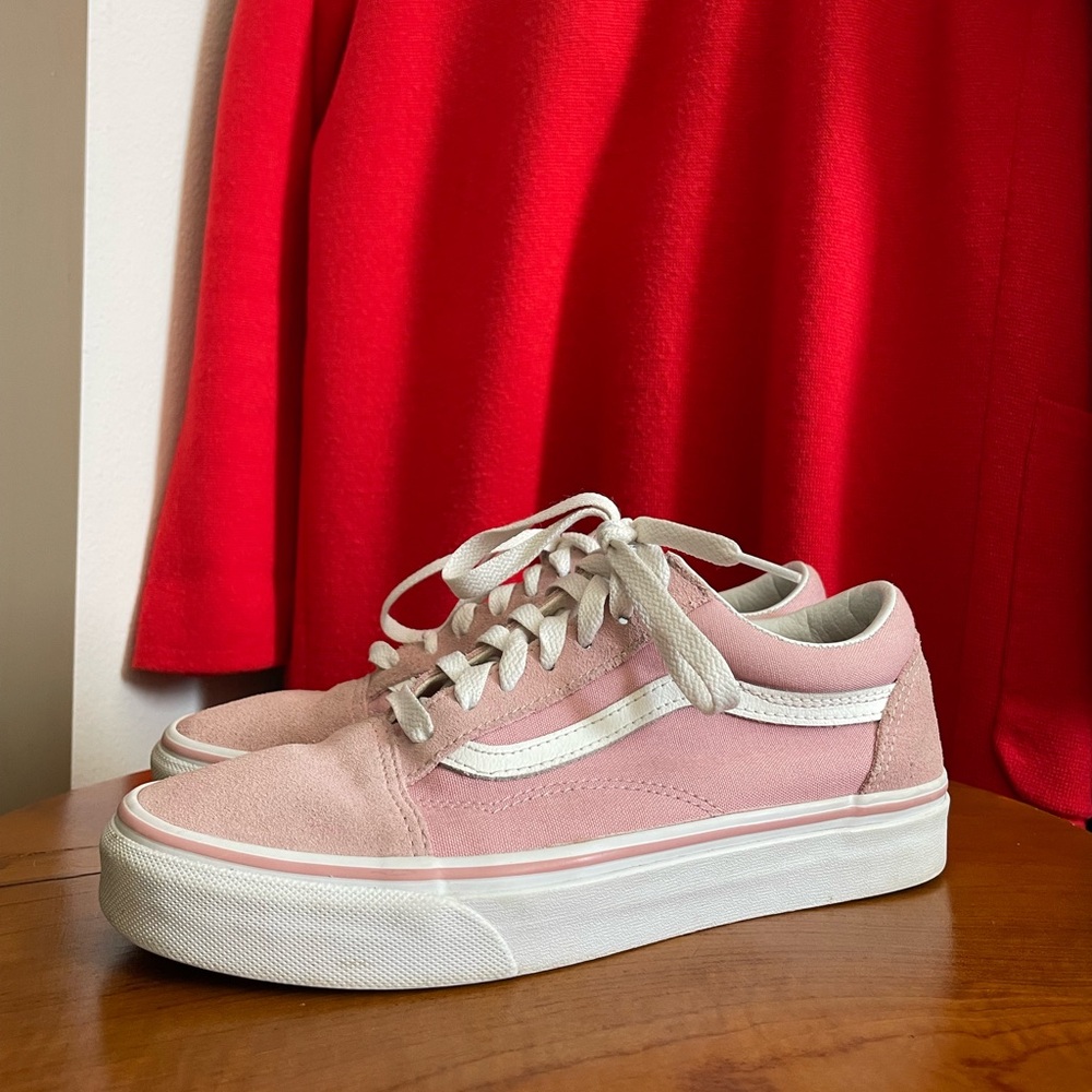Pink Skate Vans Size 7.5 with White Platform and partial Suede Toe